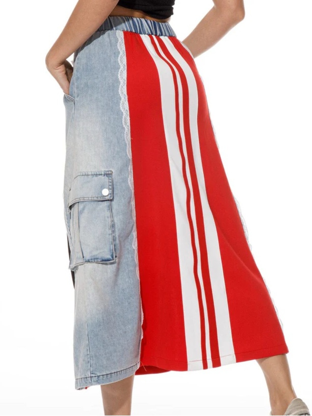 Graphic Patchwork Maxi Skirt with Drawstring Waist various sizes - Picture 4 of 8